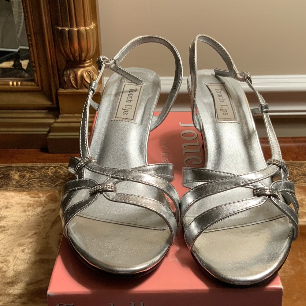 Silver dress shoes worn once good condition